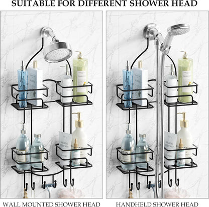 Shower Caddy Hanging, Shower Organizer with Razor Hooks, Black3