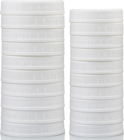 10 WIDE Mouth & 10 REGULAR Mouth Mason Jar Lids - 20 Pack Food Grade Plastic Mason Jar Caps for Ball, Kerr and More Canning Jars - Leakproof & Dishwasher Safe - White8