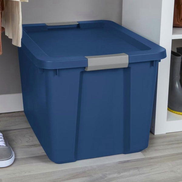 Large Storage Bin, 20 Gallon Plastic Storage Tote with Latch Lid and Grip Handle, Stackable Container for Household, Garage, Basement, or Outdoor, Blue5