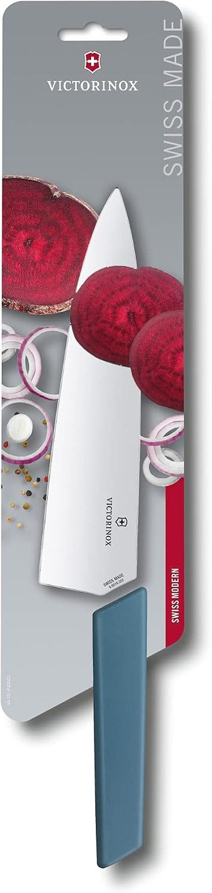 Victorinox Swiss Modern Chef'S Knife - Kitchen Knife for Cutting Meat, Fruit & Vegetables - Premium Kitchen Accessories - Blue Handle, 8"7