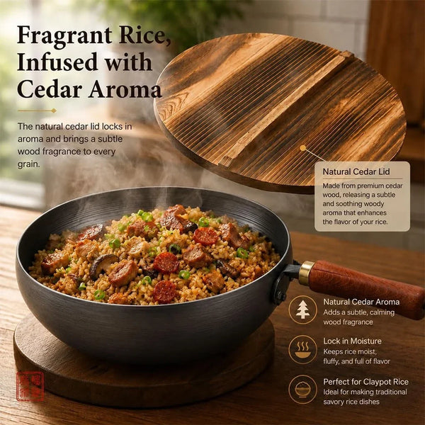 11 Inch Pure Hand-Forged Iron Pot with Hammered Texture | Hand-Forged Uncoated Iron Pot, Works on Gas, Induction, Electric and More; Great for Stir-Fry, Steak, Stews and Daily Meals.6