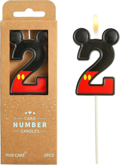 2.76 Inch Cartoon Red and Black Mouse 2 Number Birthday Candles, Anime Cartoon Number Candles, Cake Number Candles, Party Celebration, Style Candle1