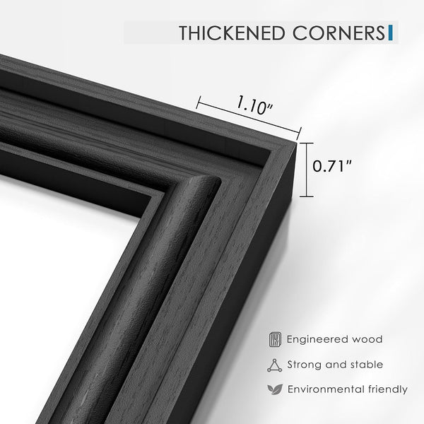 8.5X11 Picture Frame Set of 6, Wall or Tabletop, Black Woodgrain6