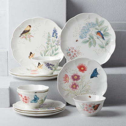 Butterfly Meadow Flutter Porcelain 12-Piece Dinnerware Set for 45