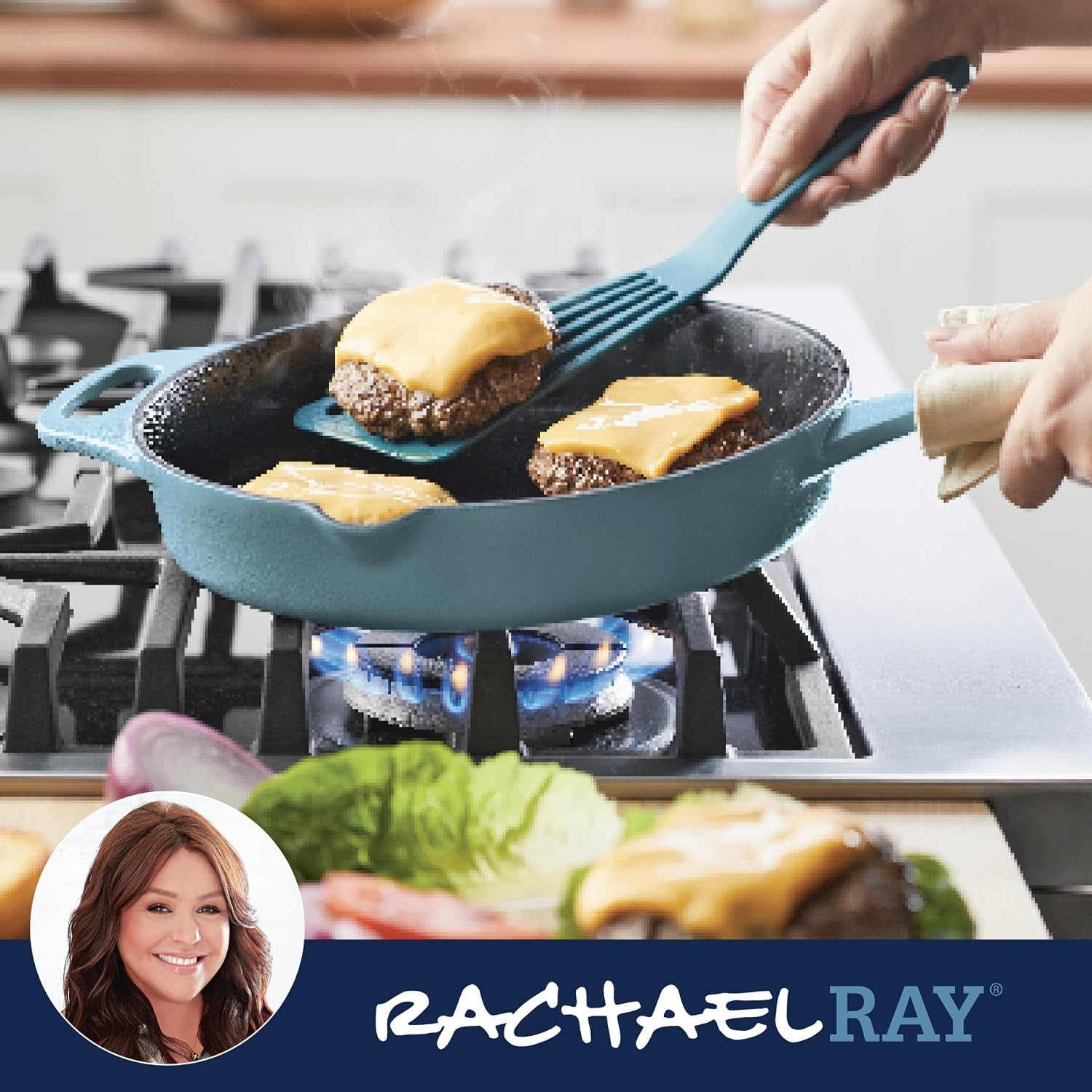 nitro-cast-iron-fryin-pan-skillet-with-helper-handle-and-pour-spouts-12-inch-agave-blue