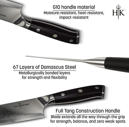 7-Piece Complete Damascus Knife Set, Magnetic Knife Holder, Honing Rod, 67-Layer Japanese Blades, Full Tang Ergonomic Handles, Professional Quality | 67 Layer Japanese Blades, Full Tang Ergonomic Handles, Magnetic Knife Holder, Honing Rod, 7 Pieces6