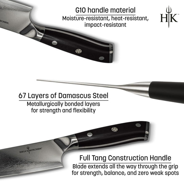 7-Piece Complete Damascus Knife Set, Magnetic Knife Holder, Honing Rod, 67-Layer Japanese Blades, Full Tang Ergonomic Handles, Professional Quality | 67 Layer Japanese Blades, Full Tang Ergonomic Handles, Magnetic Knife Holder, Honing Rod, 7 Pieces6