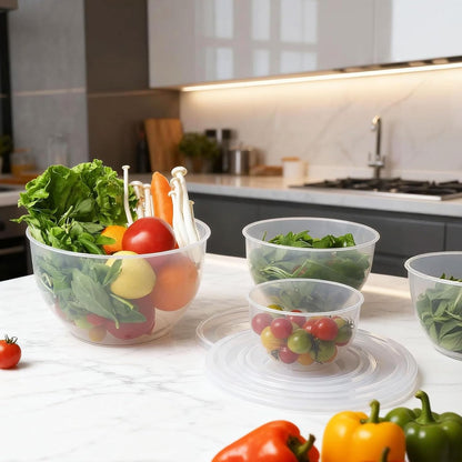 Plastic Mixing Bowls with Lids Set for Kitchen, 5 Set Nesting Bowls for Mixing, Baking, Prepping, Cooking and Serving Food, Mixing Bowls Dishwasher, Microwave Safe3