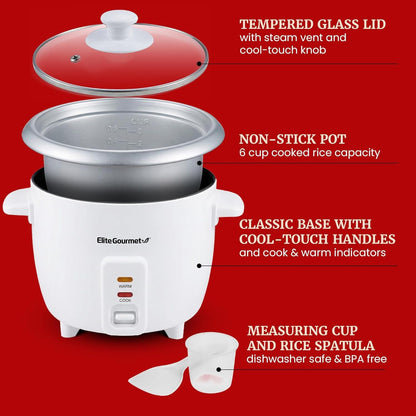 ERC-003X Rice Cooker, Keep Warm, White, 6 Cups Cooked | 3 Cups Uncooked - Also Makes Soups, Stews, Grains and Hot Cereals for Versatile One-Pot Meals4