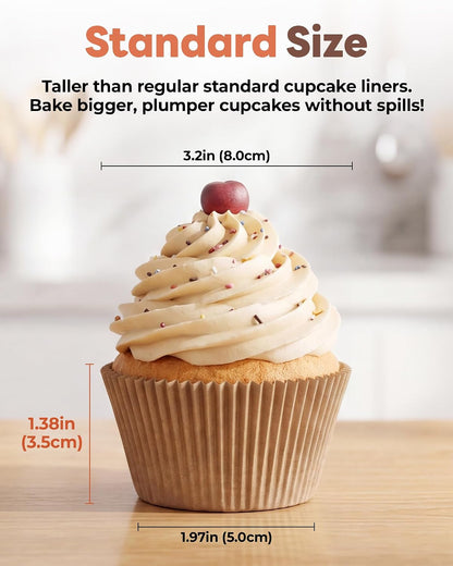 200Pcs Standard Cupcake Liners for Baking, Muffin Liners | Non-Stick, Natural, Food-Grade, Greaseproof Parchment , Cupcake Wrapper for Party, Christmas, Gift4