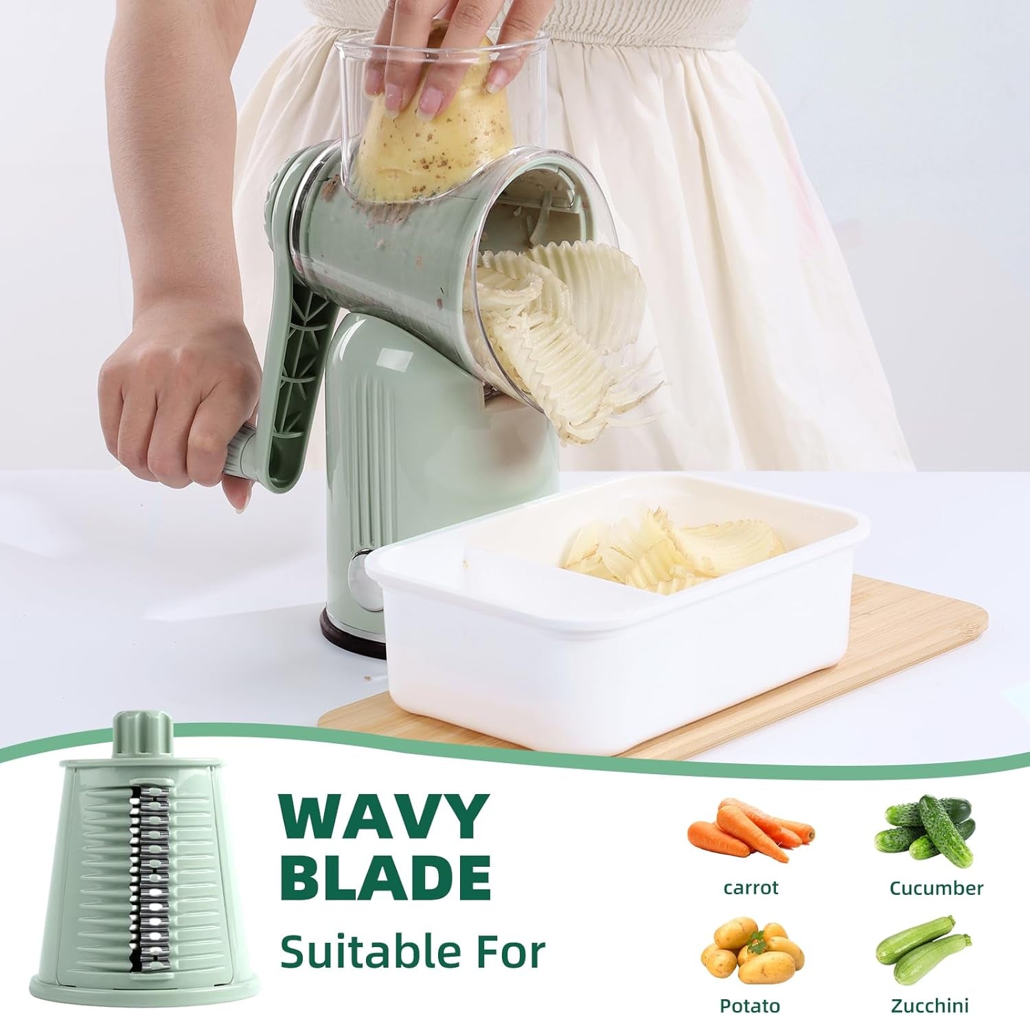 rotary-cheese-grater-with-handle-5-replaceable-bladesgreen