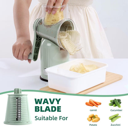 Rotary Cheese Grater with Handle, 5 Replaceable Blades(Green)7
