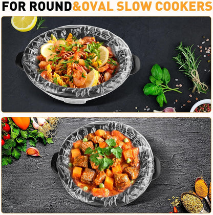 60 Pack Slow Cooker Liners, Large Size 13"X 21" Cooking Bags | Disposable Plastic Slow Cooker Bags Liners Fits 3-8 Quarts, BPA Free, Suitable for Oval & round Pot5