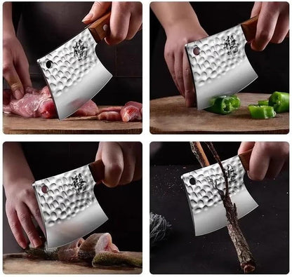 Meat Cleaver,Cleaver Knife, Hammer Axe Knife, Kitchen Knife Bone Knife Multi-Functional Bone Axe Blade,Cutting Meat and Vegetables with Sheath6