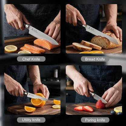 18-Piece Japanese Santoku Stainless Steel Knife Set with Block6