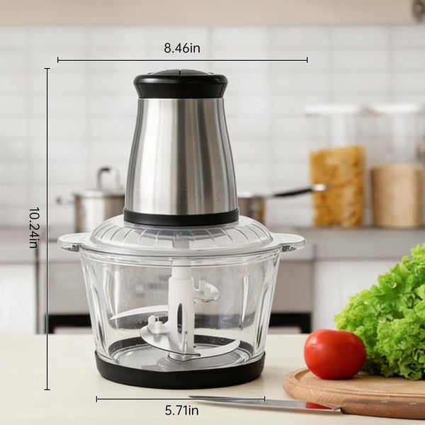Electric Food Processor and Vegetable Chopper, 2L Glass Bowl Small Food Mixer for Meat, Vegetables, Nuts, with 2-Speed & Pulse Control for Easy Clean, Compact Kitchen Gadget2