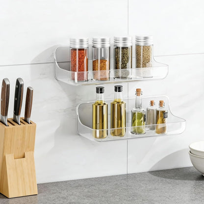 2 PCS Acrylic Wall Mounted Transparent Shelf, No Drilling Required8