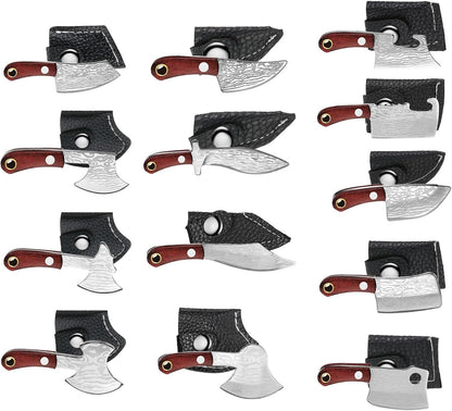 13 Pieces Mini Knifes Damascus Pocket Set Tiny Chef Stainless Steel Knife with Sheath for Bottle Opener Package Opener Box Cutter1