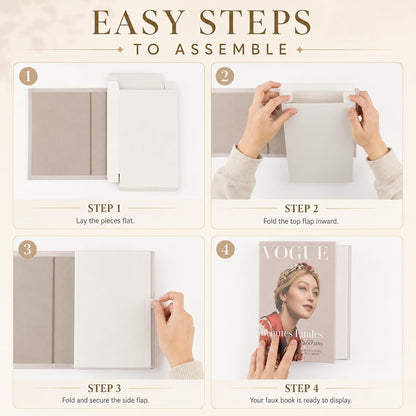 4-7 Pieces Fashion Decorations Book Set. Premium Aesthetic Faux Books for Room Decor. (4) | Refined Modern Look - Not Real, No Pages inside - Arrives Flat, Tool-Free 2-Min Setup4