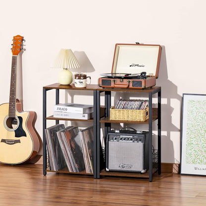 3 Tier End Table,Record Player Stand with Storage up to 100 Albums,Turntable Stand for Vinyl,Brown Records Shelf for Living Room Bedroom5