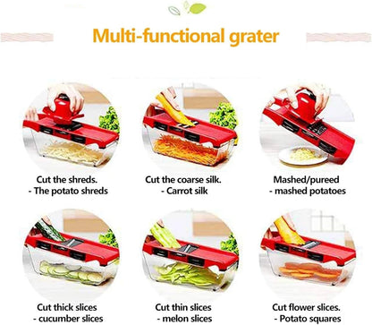Vegetable Cutter with Steel Blade – Potato Peeler, Carrot & Cheese Grater, Slicer, Kitchen Accessory Set(Blue)4