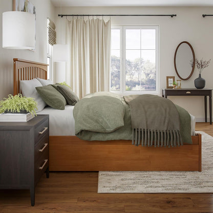 , Mission King Platform Bed with Footboard & Trundle, Light Toffee4