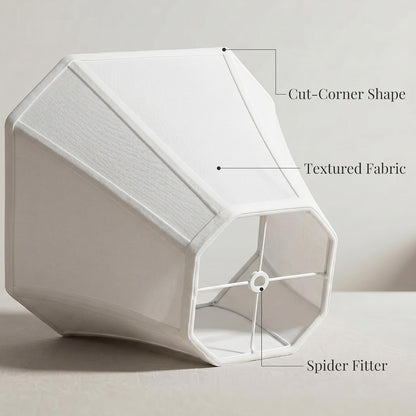 2-Pack White Square Cut Corner Lamp Shades, 6.5" Top × 13" Bottom × 10.8" Height, Spider Fitter – Medium Shade for Table Lamps, Foldable Bell Fabric Lampshade, Modern & Minimalist Home Decor.4