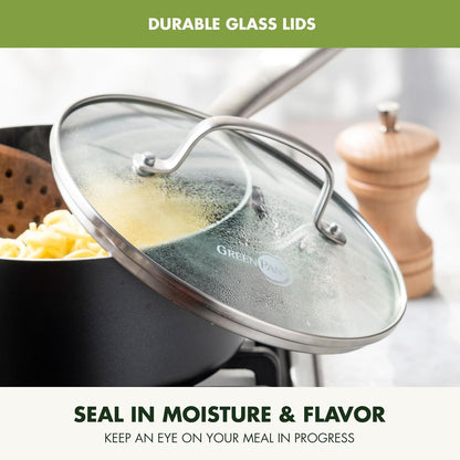 Prime Chatham 1QT & 2QT Saucepan Pot Set with Glass Lids, Hard Anodized Diamond Infused Ceramic Nonstick, Pfas-Free, Dishwasher Safe, Oven Safe, Multipurpose Chefs Pan, Stay-Cool Handle,Black7
