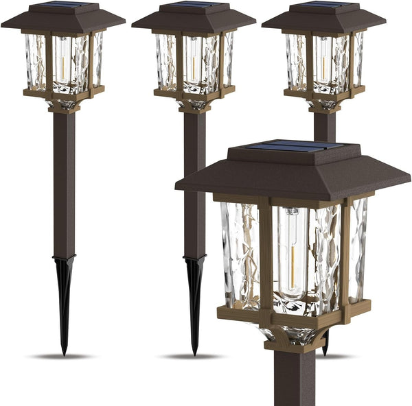 Solar Pathway Lights Outdoor 4 Pack, Warm White Solar Garden Lights2
