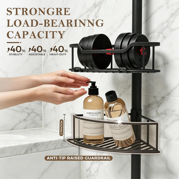Corner Shower Caddy Tension Pole, Bathroom Organizer for Renters6