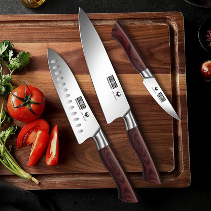 3PCS Kitchen Knife Set, Ultra Sharp Chef/Santoku/Paring Knives7