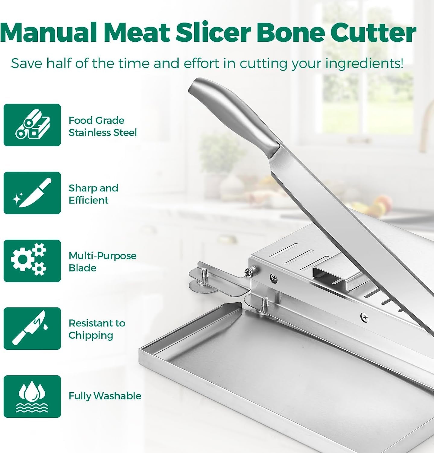 meat-bone-cutter-manual-meat-slicer-bone-cutting-knife-with-food-grade-stainless-steel-blade-and-food-catch-tray-beef-jerky-chicken-bone-cleaver-for-home-and-commercial-cooking-15-5-inches