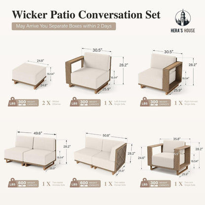 9-Piece Patio Sectional Furniture Set with 10" Thick Cushions6