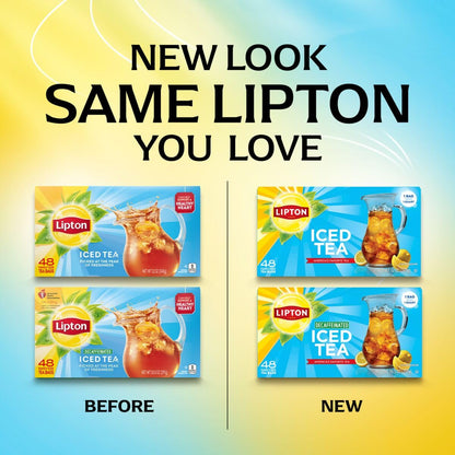 Lipton Unsweetened Iced Tea Bags, Family Size Zero Calories, 48 Tea Bags | 48 Unsweetened Family Size(1 Quart) Black Tea Bags. Zero Calories Rainforest Alliance Certified for Iced Tea Brewing3