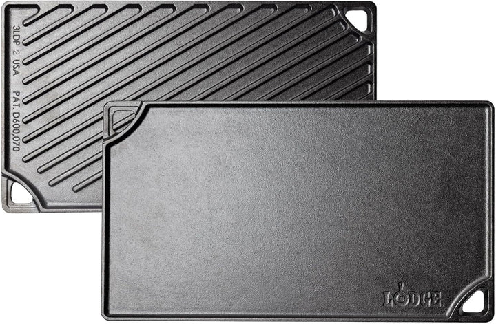 Reversible Cast Iron Grill/Griddle Pan, 16.75 X 9.5 Inches | Dual-Sided Double Burner Griddle for BBQ, Eggs, Pancakes & Burgers, Pfas-Free, Flat Top Cookware, Made in USA+2