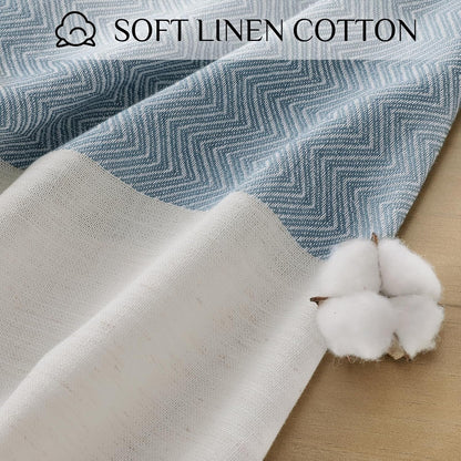 Outdoor Linen Tablecloth Square, Waterproof Cotton Boho Farmhouse Table Cloths with Tassel, Heavy Weight Wrinkle Free Table Cover for Picnic Camping Dining - 55 X 55 Inch, Blue Stripe5