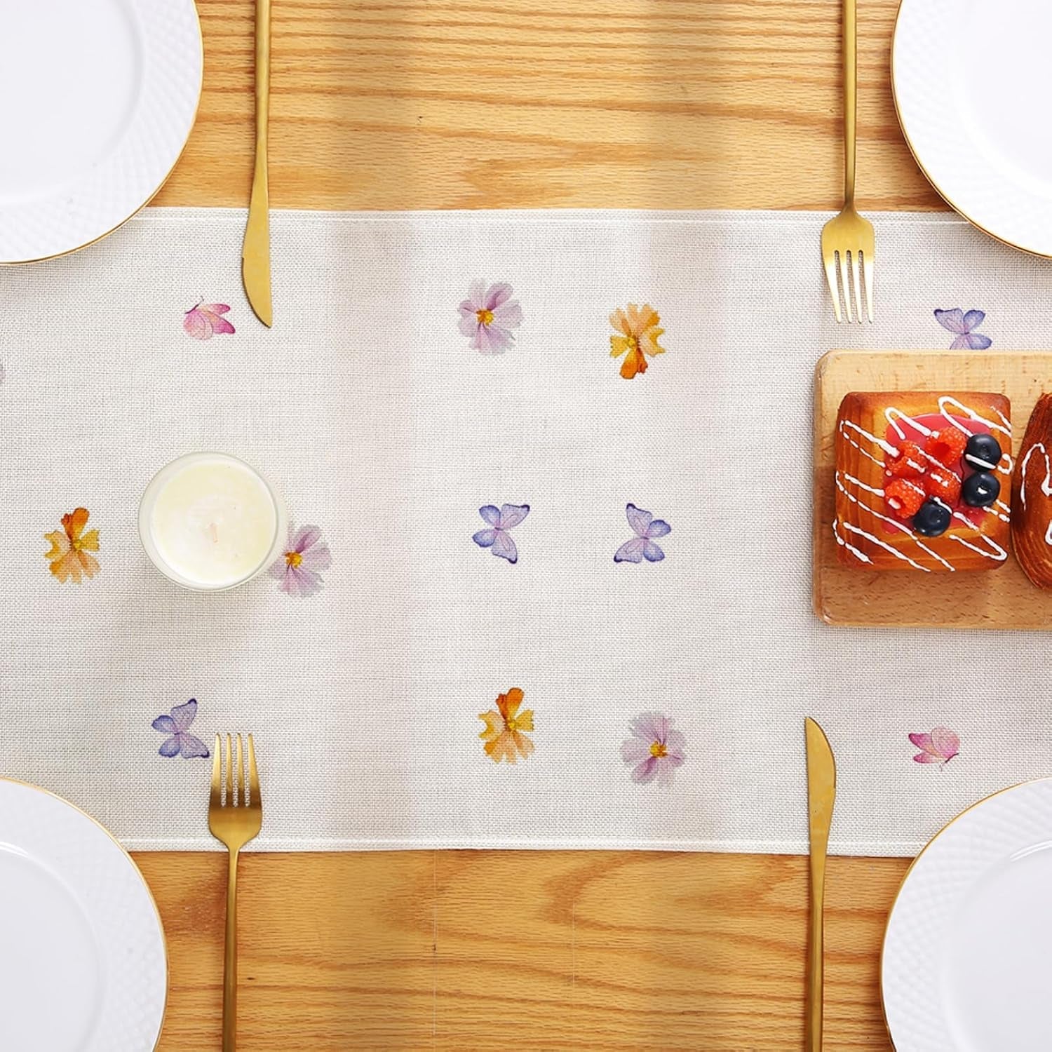 spring-wildflowers-hummingbird-table-runner-13x72-inch-yellow-floral-butterfly-kitchen-dining-table-decoration-for-indoor-outdoor-home-party-decor