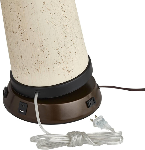 Rocco 30" Large Table Lamp Blue Ceramic USB Workstation Base Handmade7