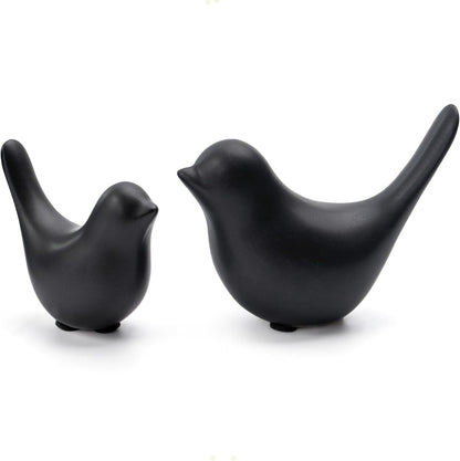 Small Birds Statues Home Decor Modern Style Decorative Ornaments for Living Room Decor, Bedroom, Office Desktop, Cabinets (Black 2Pcs Birds)1