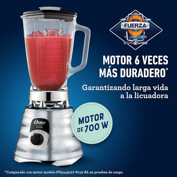 Oster Original 3 Speed Chrome Blender, 6 Times More Durable Motor, 10 Times Stronger, 5 Cup Glass Jar4
