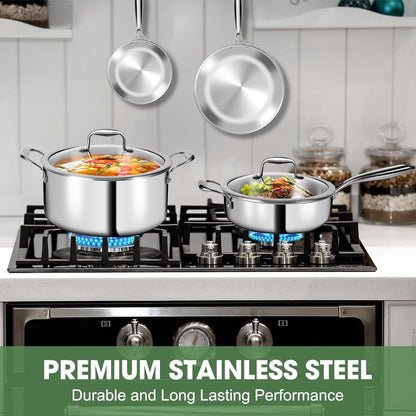 3 Ply Stainless Steel 11-Piece Cookware Set with Lids, Pots and Pans Kitchen Set, Non-Toxic, Induction, Oven, Dishwasher Safe, Professional Chef Quality3