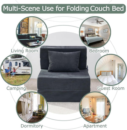 Folding Sofa Bed, Convertible Sleeper Chair Bed, Floor Sofa with Bag9
