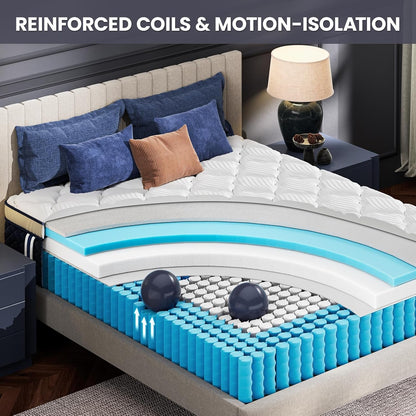 King Mattress 14 Inch Extra Firm - Hotel Collection Hybrid Mattress with 7-Zone Support for Spinal Alignment & Back Pain Relief, 366-Night Trial, Certipur-Us & Forever Warranty4