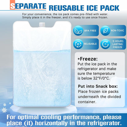 Chilled Portable Snackle Box Container with Ice Pack, Divided Serving Tray with Insulated Bag, Beach Essentials for Summer, Snack Containers for Road Trip Charcuterie Snack Picnic, White4