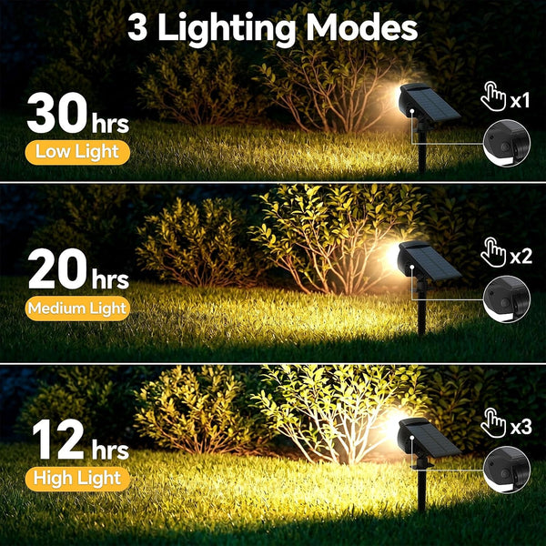Solar Spot Lights Outdoor, 3 Modes 2-In-1 IP65 Waterproof 4 Pack Spotlights2