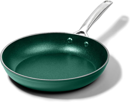 10 Inch Non Stick Frying Pan Skillet Granite Coated Egg & Omelette Pan, Non Toxic PFOA Free, Metal Utensil Safe, Aluminum, Oven Safe to 500°F, Dishwasher Friendly, Emerald Green1