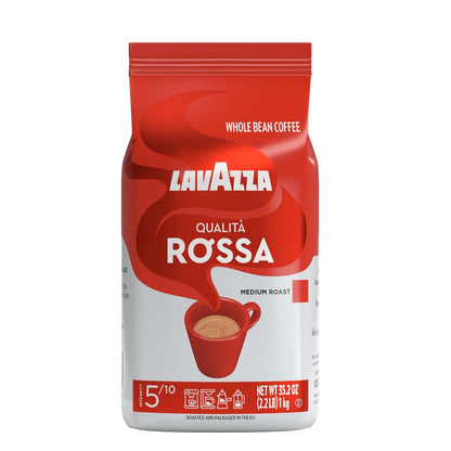 Lavazza Qualità Rossa Whole Bean Coffee, Medium Roast, Arabica and Robusta Blend, 2.2 Lb Bag (Pack of 1)1