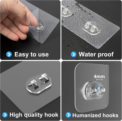 14 Pack Shower Caddy Adhesive Replacement, Strong Adhesive Hooks, Waterproof Shower Adhesive Strips, No Drilling, for Bathroom Storage Shelves and Kitchen Racks4