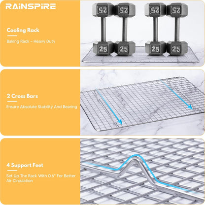 Cooling Rack Stainless Steel, Heavy Duty Cooling Racks for Cooking and Baking, Oven Safe Wire Rack for Cooking, Baking Rack for Oven Cooking Fits Quarter Sheet Pan (1, 8.5" X 12") | Upgrade Height for Quick Cooling Dishwasher Safe Heavy Duty Wire Rack for Baking Sheet Oven Cooking for Bacon Chicken Roast4