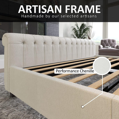 King Size Upholstered Sleigh Platform Bed Frame with Headboard7